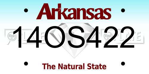 14OS422 Arkansas License Plate