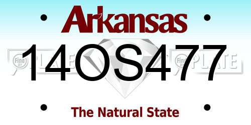 14OS477 Arkansas License Plate