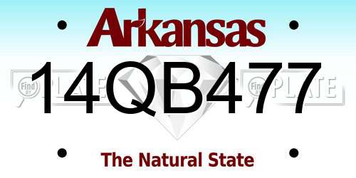 14QB477 Arkansas License Plate