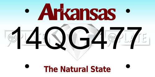 14QG477 Arkansas License Plate