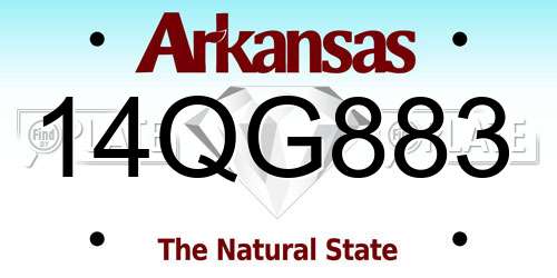 14QG883 Arkansas License Plate