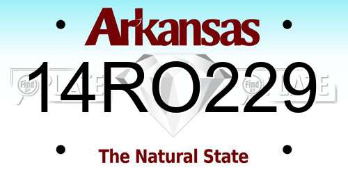14RO229 Arkansas License Plate