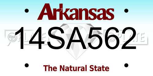 14SA562 Arkansas License Plate