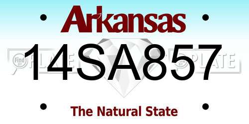 14SA857 Arkansas License Plate