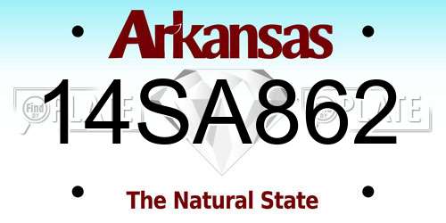 14SA862 Arkansas License Plate