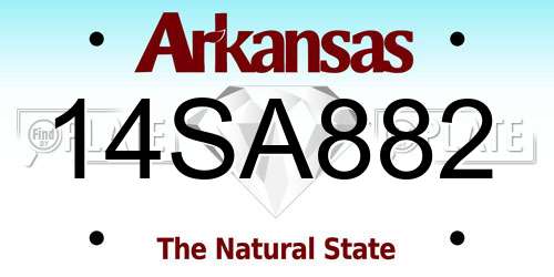 14SA882 Arkansas License Plate