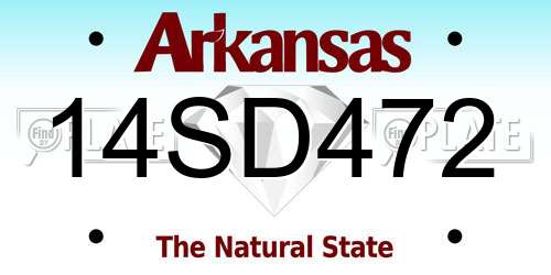 14SD472 Arkansas License Plate