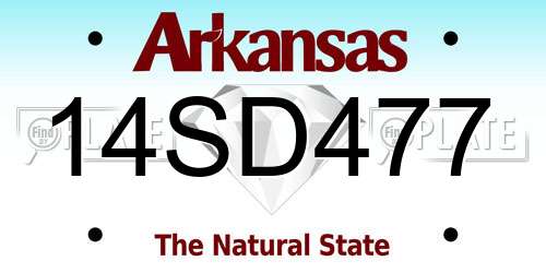 14SD477 Arkansas License Plate
