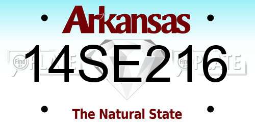 14SE216 Arkansas License Plate