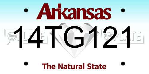14TG121 Arkansas License Plate