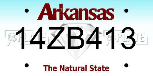 14ZB413 Arkansas License Plate