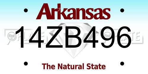 14ZB496 Arkansas License Plate