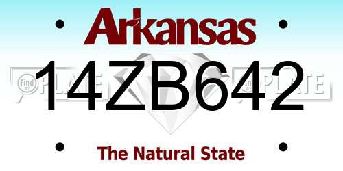 14ZB642 Arkansas License Plate