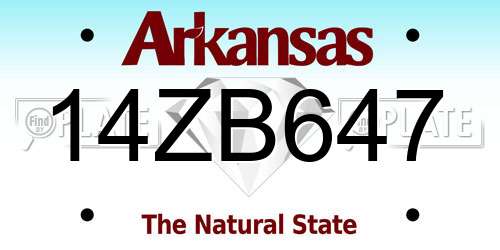 14ZB647 Arkansas License Plate