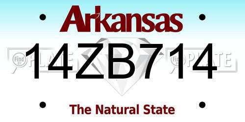 14ZB714 Arkansas License Plate