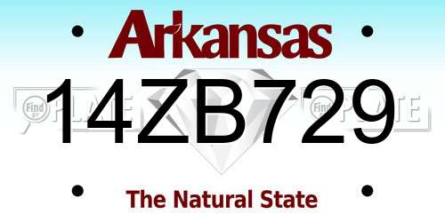 14ZB729 Arkansas License Plate