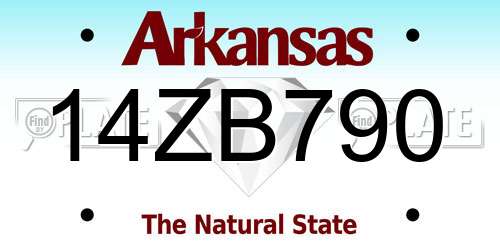 14ZB790 Arkansas License Plate