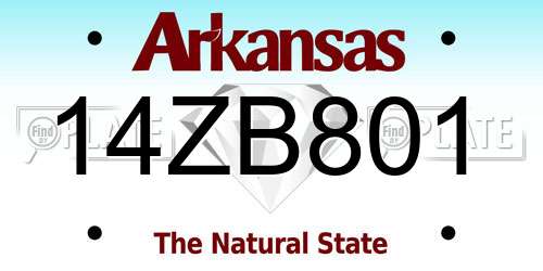 14ZB801 Arkansas License Plate