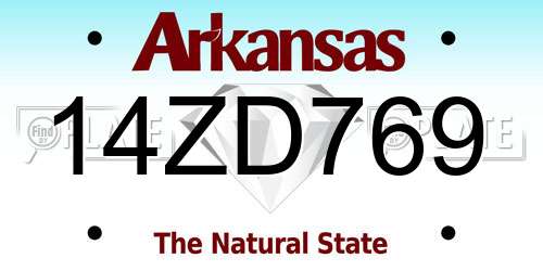14ZD769 Arkansas License Plate
