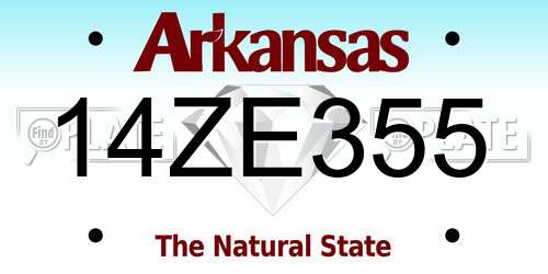14ZE355 Arkansas License Plate