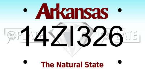 14ZI326 Arkansas License Plate