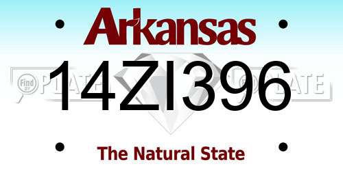 14ZI396 Arkansas License Plate