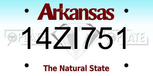 14ZI751 Arkansas License Plate