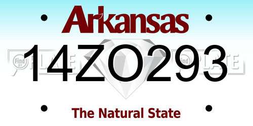 14ZO293 Arkansas License Plate