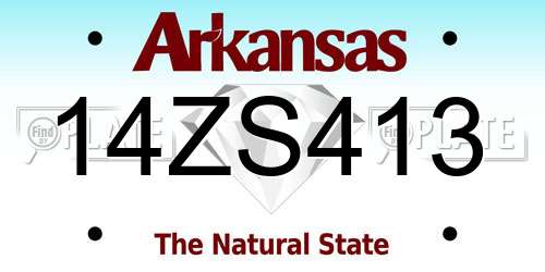 14ZS413 Arkansas License Plate