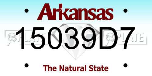 15039D7 Arkansas License Plate