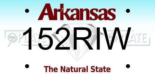 152RIW Arkansas License Plate