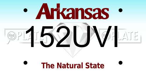 152UVI Arkansas License Plate
