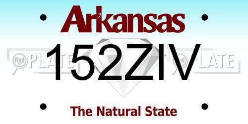152ZIV Arkansas License Plate