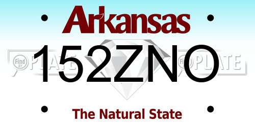 152ZNO Arkansas License Plate