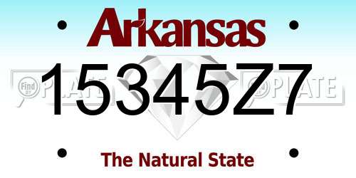 15345Z7 Arkansas License Plate
