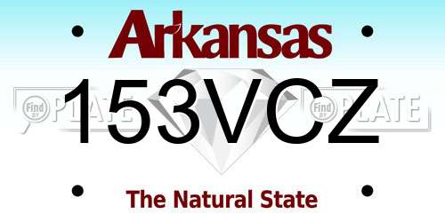 153VCZ Arkansas License Plate