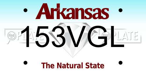 153VGL Arkansas License Plate