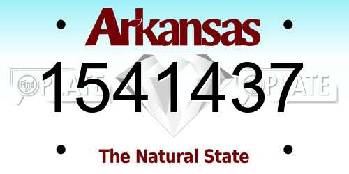 1541437 Arkansas License Plate