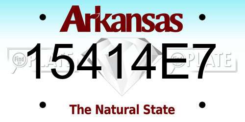 15414E7 Arkansas License Plate