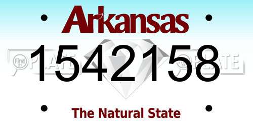 1542158 Arkansas License Plate