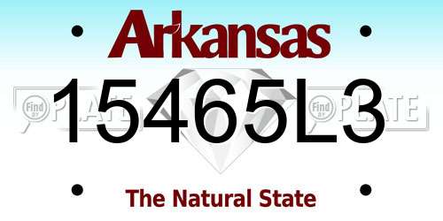 15465L3 Arkansas License Plate