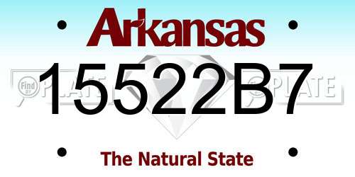 15522B7 Arkansas License Plate