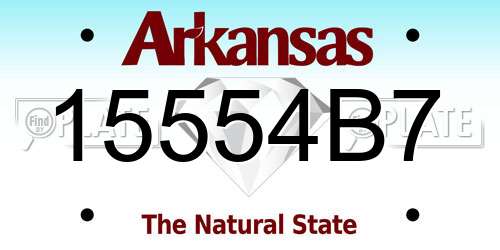 15554B7 Arkansas License Plate