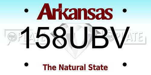 158UBV Arkansas License Plate