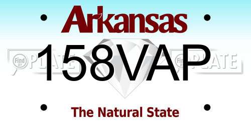158VAP Arkansas License Plate