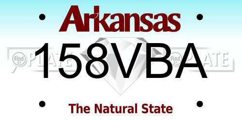 158VBA Arkansas License Plate