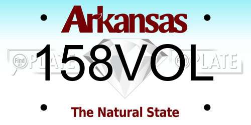 158VOL Arkansas License Plate
