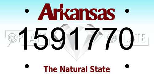 1591770 Arkansas License Plate