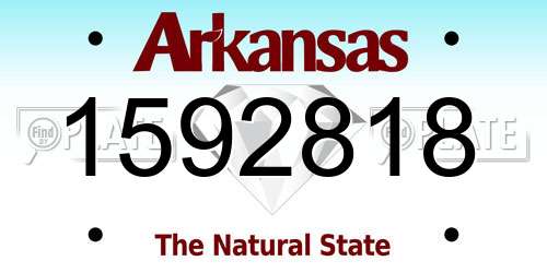 1592818 Arkansas License Plate