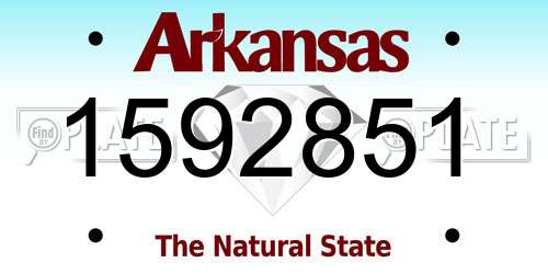 1592851 Arkansas License Plate